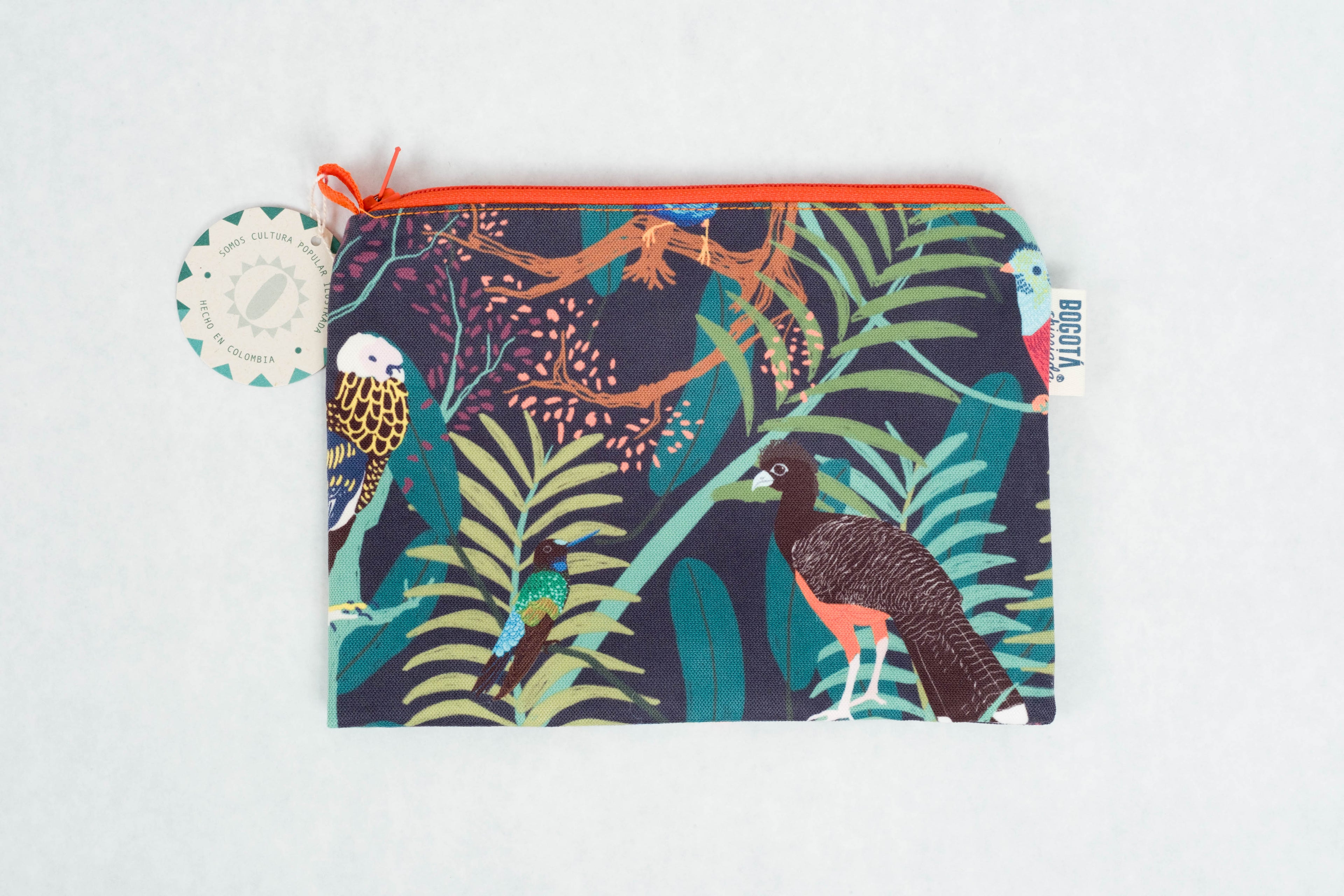 flat zipper pouch Colombian birds BOGOTÁ CHIRRIADAS