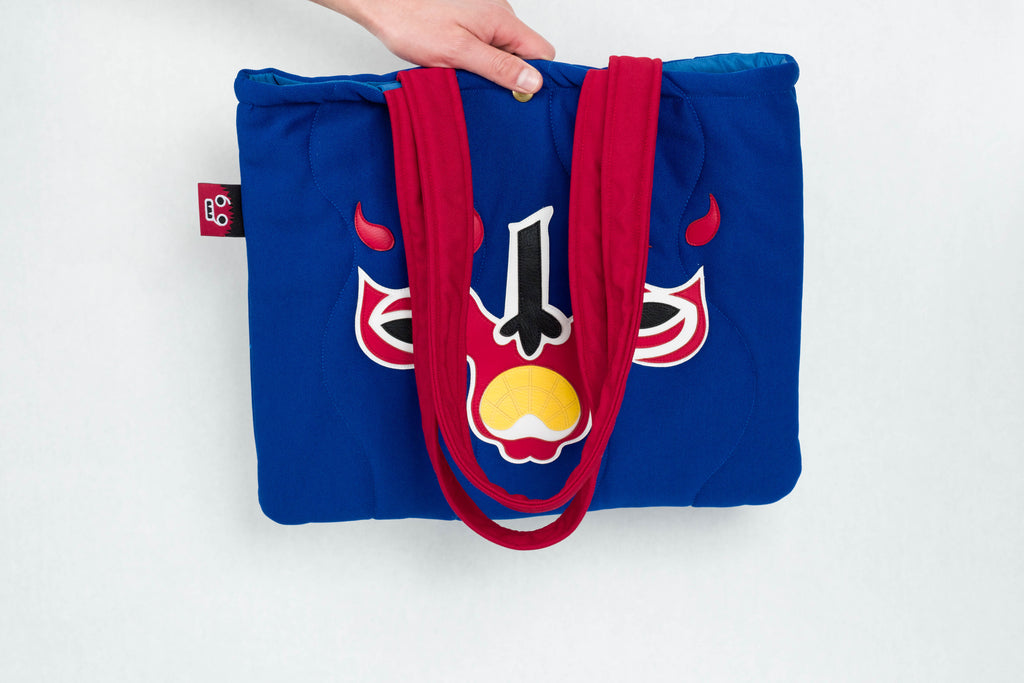 quilted blue tote bag luchador BORN IN 69